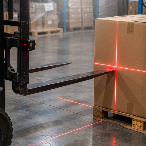 Système d'alignement laser pour chariots élévateurs